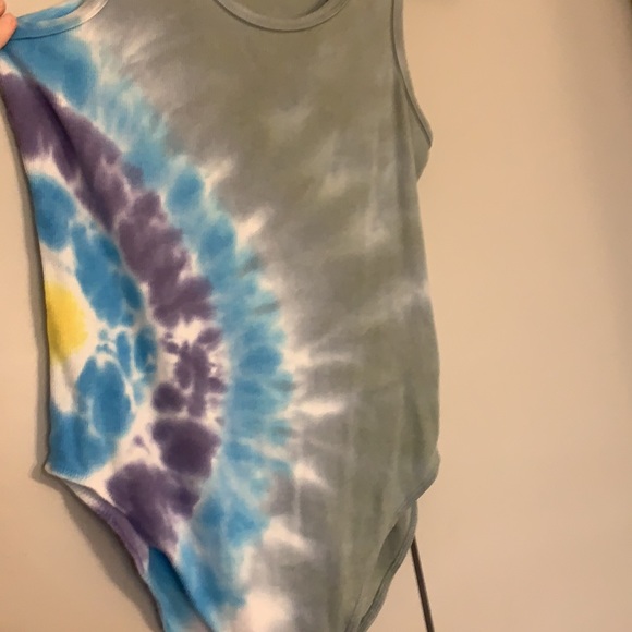 Anthropologie x Agolde LA rib tank Tiedye bodysuit, Catalyst Rewind Cotton Blue - Picture 5 of 10